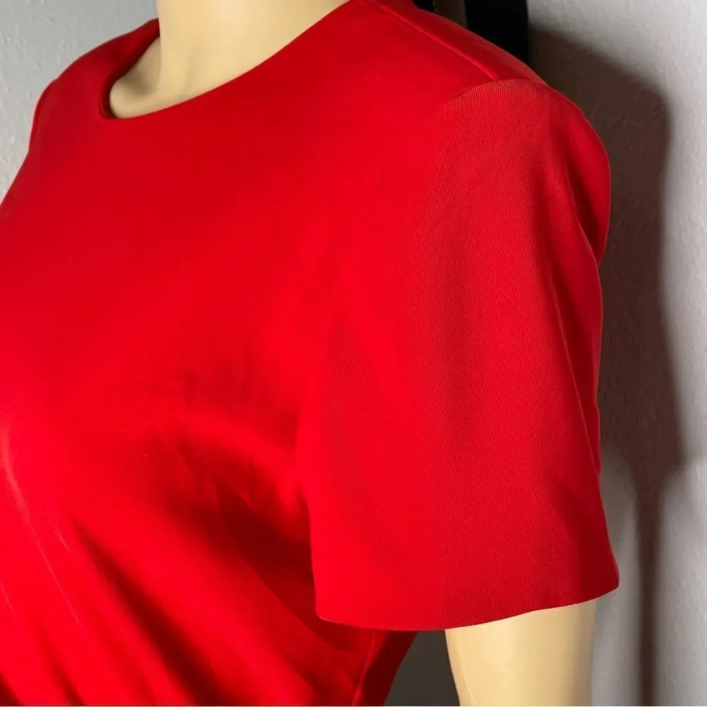 Vintage David Warren Short Sleeve MIDI Sheath Dress Red Size 10
